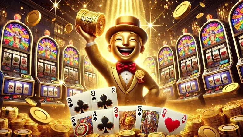 Antarmuka slot mobile dengan reel dan panel fitur